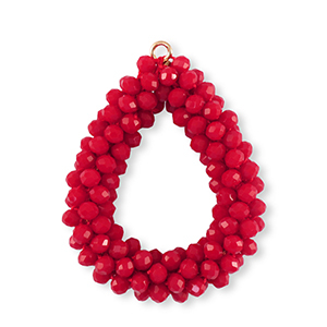 Facetten Perlen Anh&auml;nger Drop Red