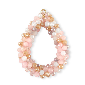 Facetten Perlen Anh&auml;nger Drop Multicolour Beige-pink
