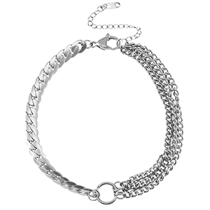 Stainless Steel - Rostfrei Stahl Fussketten Schlangenkette triple Layer Silver