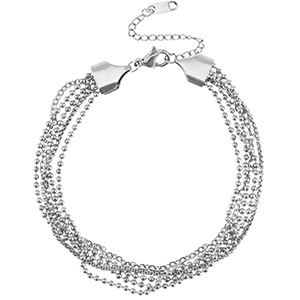 Stainless Steel - Rostfrei Stahl Fussketten multiple Layer Silver