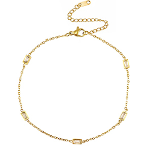 Stainless Steel - Rostfrei Stahl Fussketten Crystal Gold