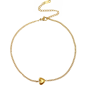 Stainless Steel - Rostfrei Stahl Fussketten Heart Gold