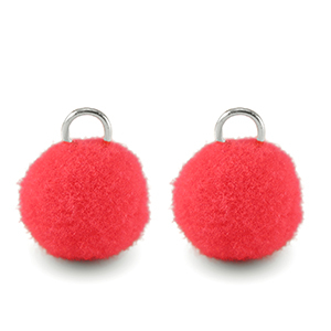 Anh&auml;nger Pompom mit &Ouml;se 10mm Silver-neon pink