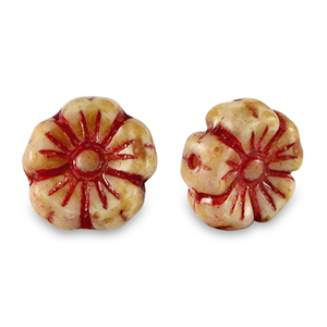Tschechische Perlen Flower 9mm Red-almond brown