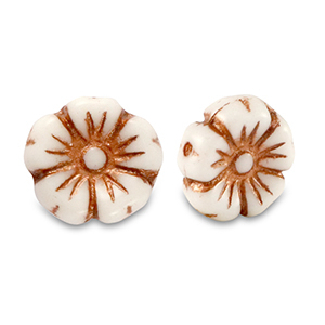 Tschechische Perlen Flower 9mm Copper brown metallic-white