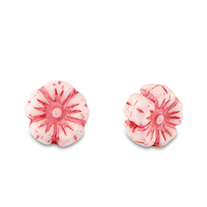 Tschechische Perlen Flower 7mm Amarena red-white
