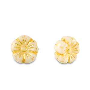 Tschechische Perlen Flower 7mm Lemon yellow-white