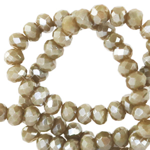 Facetten Top Glas Perlen 4x3mm Rondellen Khaki green-pearl shine coating
