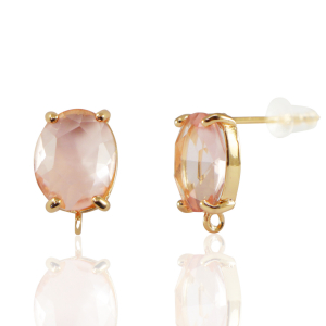Ohrringe / Ohrstecker aus Glas mit &Ouml;se Oval Peach-gold