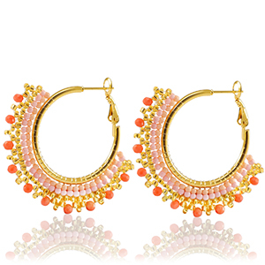 Stainless Steel - Rostfrei Stahl Ohrringe Beads Orange-gold