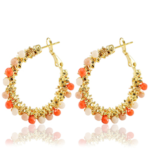 Stainless Steel - Rostfrei Stahl Ohrringe Facetten Orange-gold