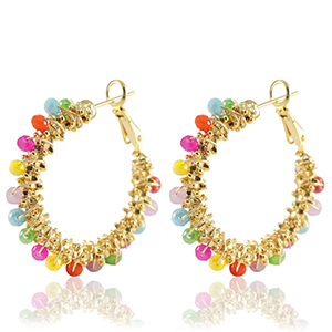 Stainless Steel - Rostfrei Stahl Ohrringe Facetten Multicolour-gold
