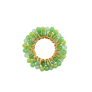 Anh&auml;nger aus Stainless Steel - Rostfreiem Stahl Facetten 26mm Green-gold