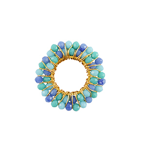 Anh&auml;nger aus Stainless Steel - Rostfreiem Stahl Facetten 24mm Blue-gold