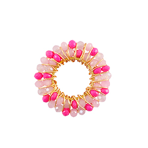Anh&auml;nger aus Stainless Steel - Rostfreiem Stahl Facetten 24mm Pink-gold
