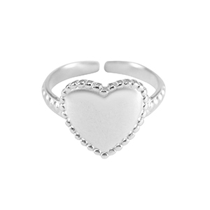 Stainless Steel - Rostfrei Stahl Ringe Heart Silber