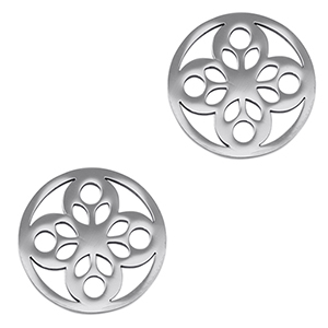 Anh&auml;nger aus Stainless Steel - Rostfreiem Stahl Zwischenst&uuml;ck Flower Silver