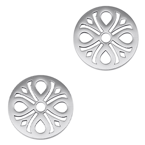 Anh&auml;nger aus Stainless Steel - Rostfreiem Stahl Zwischenst&uuml;ck Flower Silver