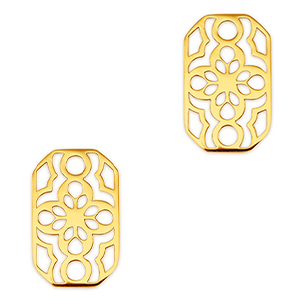 Anh&auml;nger aus Stainless Steel - Rostfreiem Stahl Zwischenst&uuml;ck Octagon Flower Gold