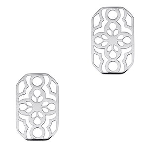 Anh&auml;nger aus Stainless Steel - Rostfreiem Stahl Zwischenst&uuml;ck Octagon Flower Silver