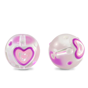 Handbemalt Glasperlen Heart Transparent-purple white