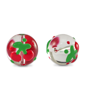 Handbemalt Glasperlen Cherries Transparent-red green