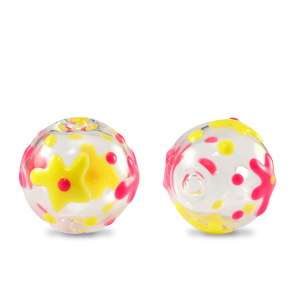Handbemalt Glasperlen 14mm Transparent-coral pink yellow