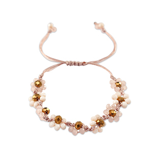 Facetten Glas Armband Flower Multicolour pink-topaz brown