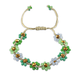 Facetten Glas Fussketten Flower Multicolour green-topaz brown