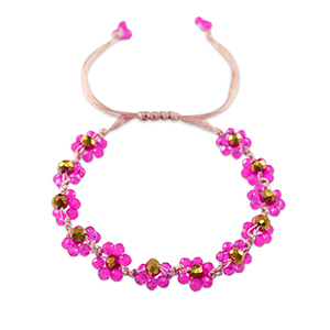 Facetten Glas Fussketten Flower Fuchsia-topaz brown