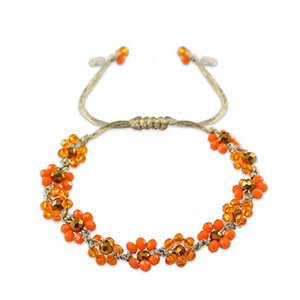 Facetten Glas Fussketten Flower Multicolour orange-topaz brown