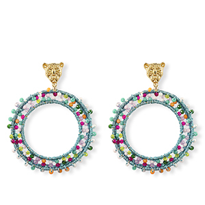 Facetten Perlen Ohrringe 60mm Gold-multicolour