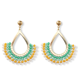 Facetten Perlen Ohrringe Drop Gold-multicolour