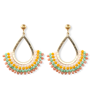 Facetten Perlen Ohrringe Drop Gold-multicolour