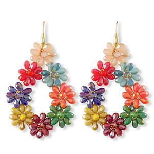 Facetten Perlen Ohrringe Drop Gold-multicolour