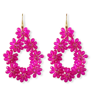 Facetten Perlen Ohrringe Drop Gold-neon pink