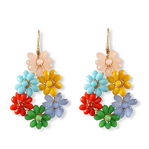 Facetten Perlen Ohrringe Drop Gold-multicolour