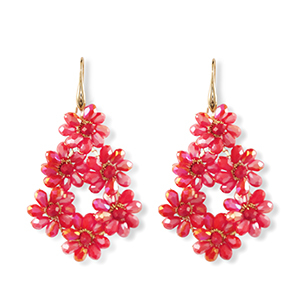 Facetten Perlen Ohrringe Drop Gold-red