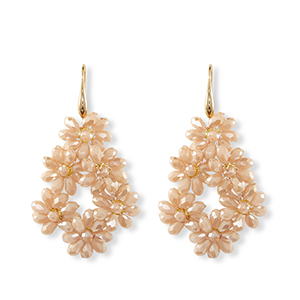 Facetten Perlen Ohrringe Drop Gold-latte beige