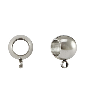 Zubeh&ouml;r aus Stainless Steel - Rostfreiem Stahl Perle mit &Ouml;se 8x5mm Silber