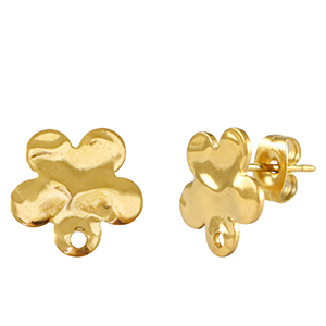 Stainless Steel - Rostfrei Stahl Ohrringe Flower Gold