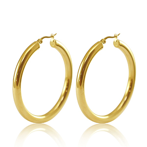 Stainless Steel - Rostfrei Stahl Ohrringe Creolen 50mm Gold