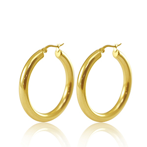 Stainless Steel - Rostfrei Stahl Ohrringe Creolen 40mm Gold