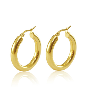 Stainless Steel - Rostfrei Stahl Ohrringe Creolen 30mm Gold