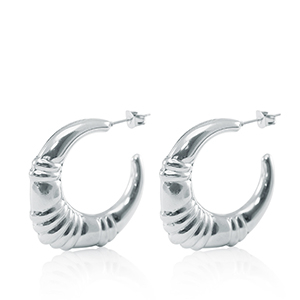Stainless Steel - Rostfrei Stahl Ohrringe / Ohrstecker Creolen Oval Silber