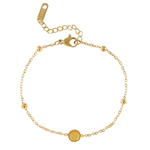 Geburtsstein Armband mit Fassung f&uuml;r SS16 Flatback Rostfreiem Stahl Gold