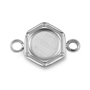 Geburtsstein Anh&auml;nger mit Fassung f&uuml;r SS16 Flatback Rostfreiem Stahl Silver