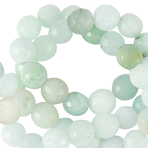 Perlen Naturstein Chalcedon (Quarz) 4mm Facett geschliffen Turquoise blue