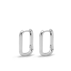 Zubeh&ouml;r Metall DQ Ohrringe Creolen Oval Silber (Nickelfrei)