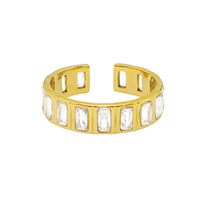 Stainless Steel - Rostfrei Stahl Ringe Crystal Gold